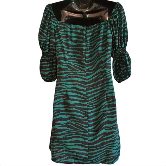 Nasty Gal zebra print dress green & black size 6 NWT - Picture 3 of 9